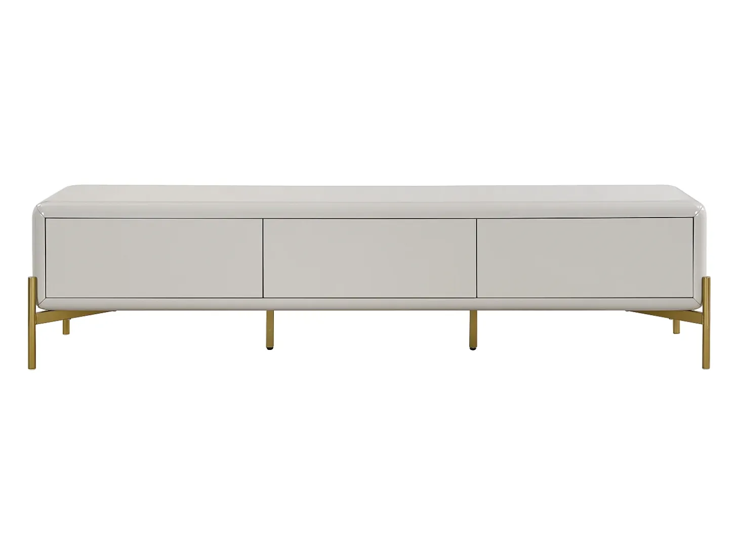 Mueble TV con 3 cajones de MDF - Beige y dorado - LYBAKA
