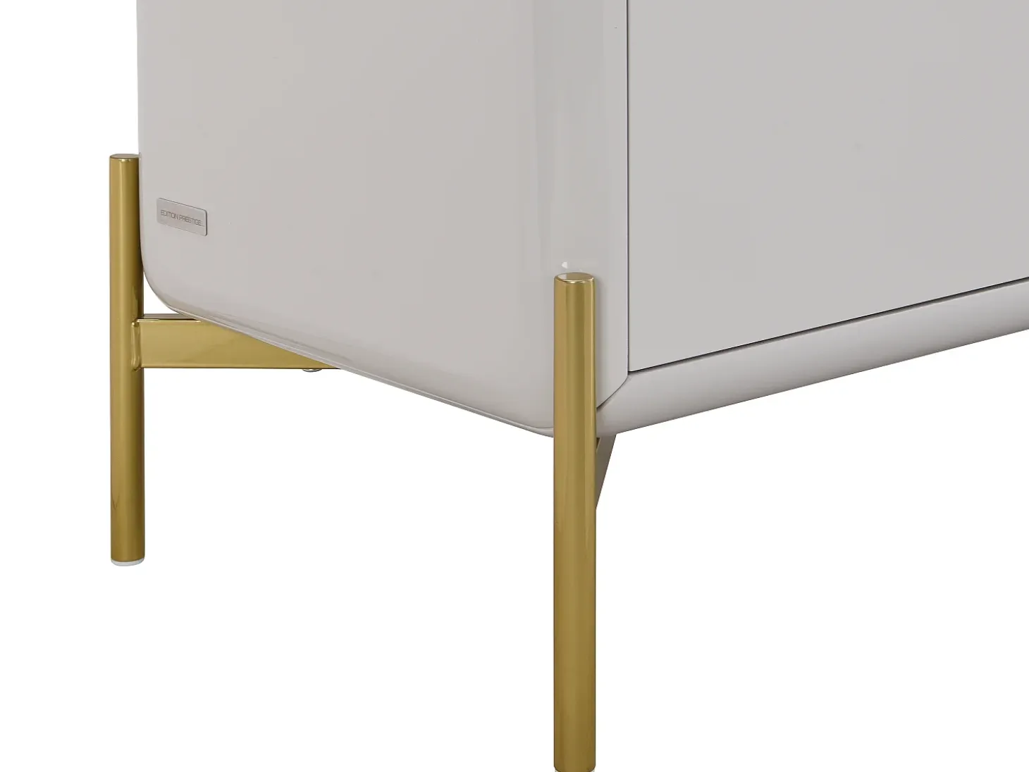Mueble TV con 3 cajones de MDF - Beige y dorado - LYBAKA