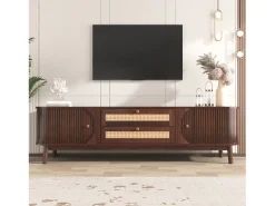 Mueble TV con 2 cajones y 3 puertas correderas - 170 x 39,5 x 46 cm - Tablero de partículas - Marrón