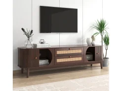 Mueble TV con 2 cajones y 3 puertas correderas - 170 x 39,5 x 46 cm - Tablero de partículas - Marrón