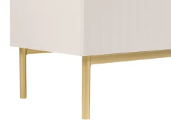 Mueble TV con 2 puertas, 2 cajones y 2 estantes de MDF y acero - Beige y dorado - EVILANA