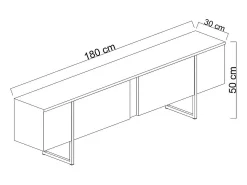 Mueble TV con 2 puertas - Efecto travertino beige y dorado - ZIRELDA