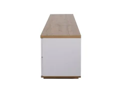 Mueble TV con 6 puertas y 2 nichos en MDF - Blanco y natural - 180x38x46cm