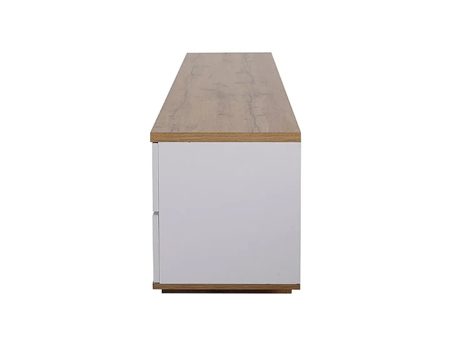 Mueble TV con 6 puertas y 2 nichos en MDF - Blanco y natural - 180x38x46cm