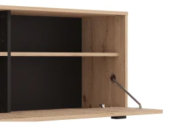 Mueble TV con 3 puertas y 3 estantes - Natural claro y negro - BELUTZY