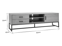 Mueble TV con acabado de roble claro y metal negro 160 cm LOVATO