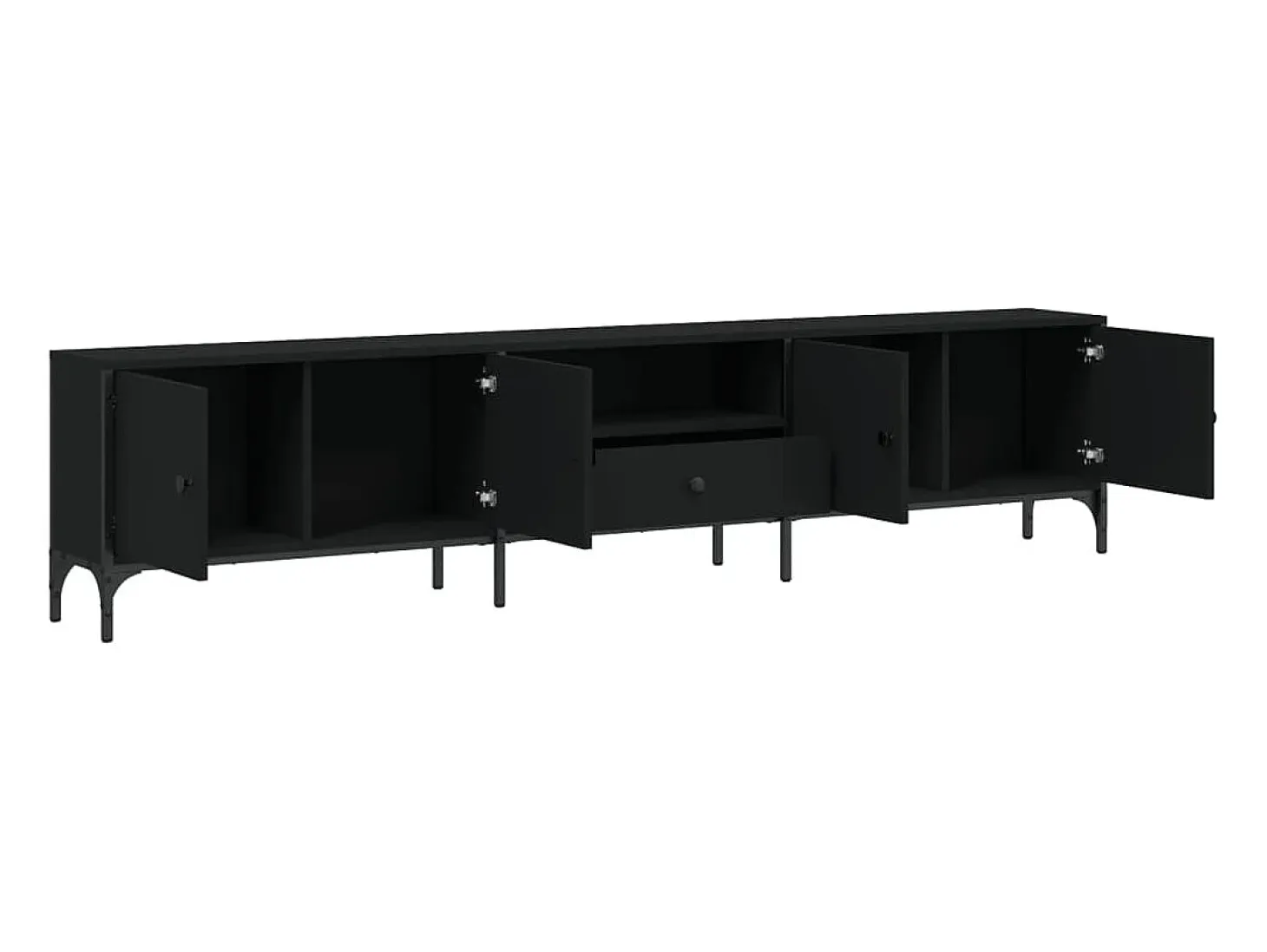 Mueble TV con cajón madera de ingeniería negro 200x25x44 cm YOE91044