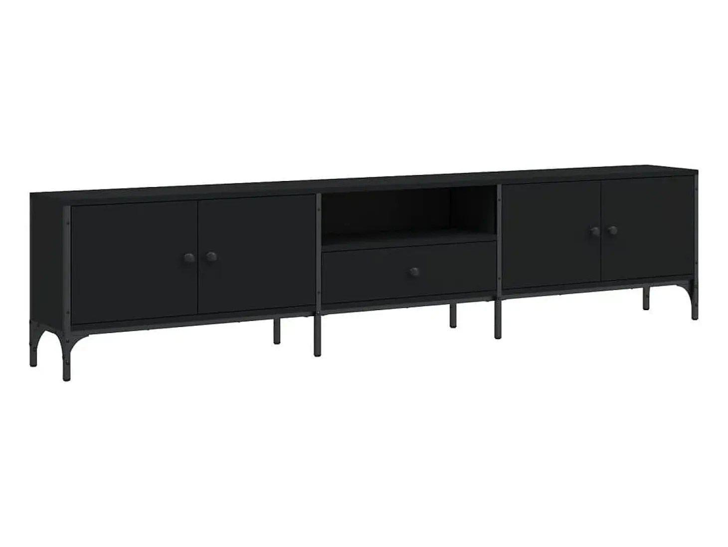 Mueble TV con cajón madera de ingeniería negro 200x25x44 cm YOE91044