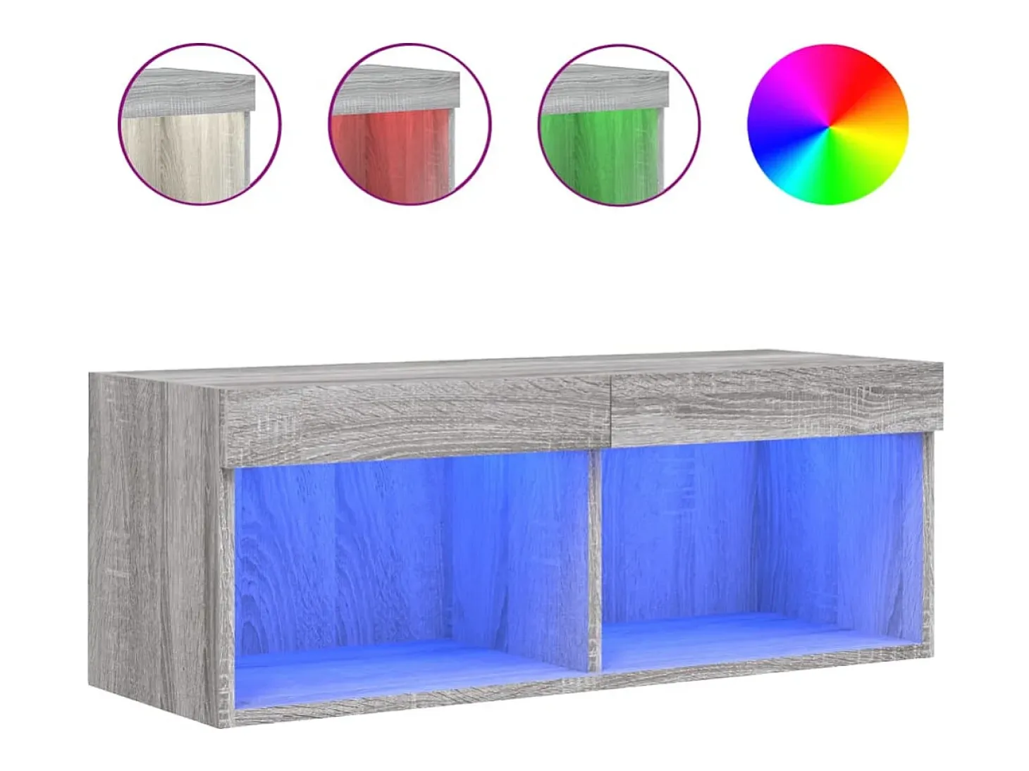 Mueble TV con luces LED gris Sonoma 80x30x30 cm YOE90085