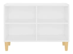 Mueble TV con patas de madera maciza blanco 69,5x30x50 cm YOE87891
