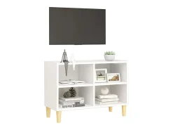 Mueble TV con patas de madera maciza blanco 69,5x30x50 cm YOE87891