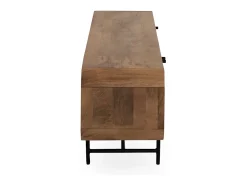 Mueble TV contornos curvos de madera maciza de mango con 3 puertas