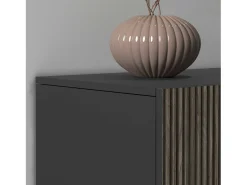 Mueble TV Coste con 4 puertas, 1 cajón y 1 compartimento, antracita/madera oscura, 220,1 x 43 x 46 cm