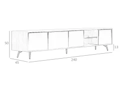 Mueble TV cristal negro efecto espejo, nogal y acero negro 3048 ANGEL CERDA