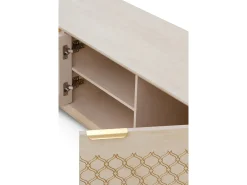 Mueble TV de 3 puertas chapado en madera de roble y color beige