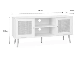 Mueble tv de caña trenzada, 120cm negro
