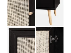 Mueble tv de caña trenzada, 120cm negro
