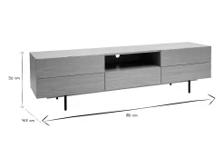 Mueble TV de diseño con armarios de madera de roble claro y metal negro 180 cm ALASKA