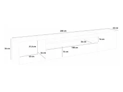 Mueble TV de diseño con puertas abatibles de cajón 200cm Daiquiri White L