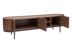 Mueble TV de diseño en nogal oscuro y metal negro con almacenaje 180 cm SKYE