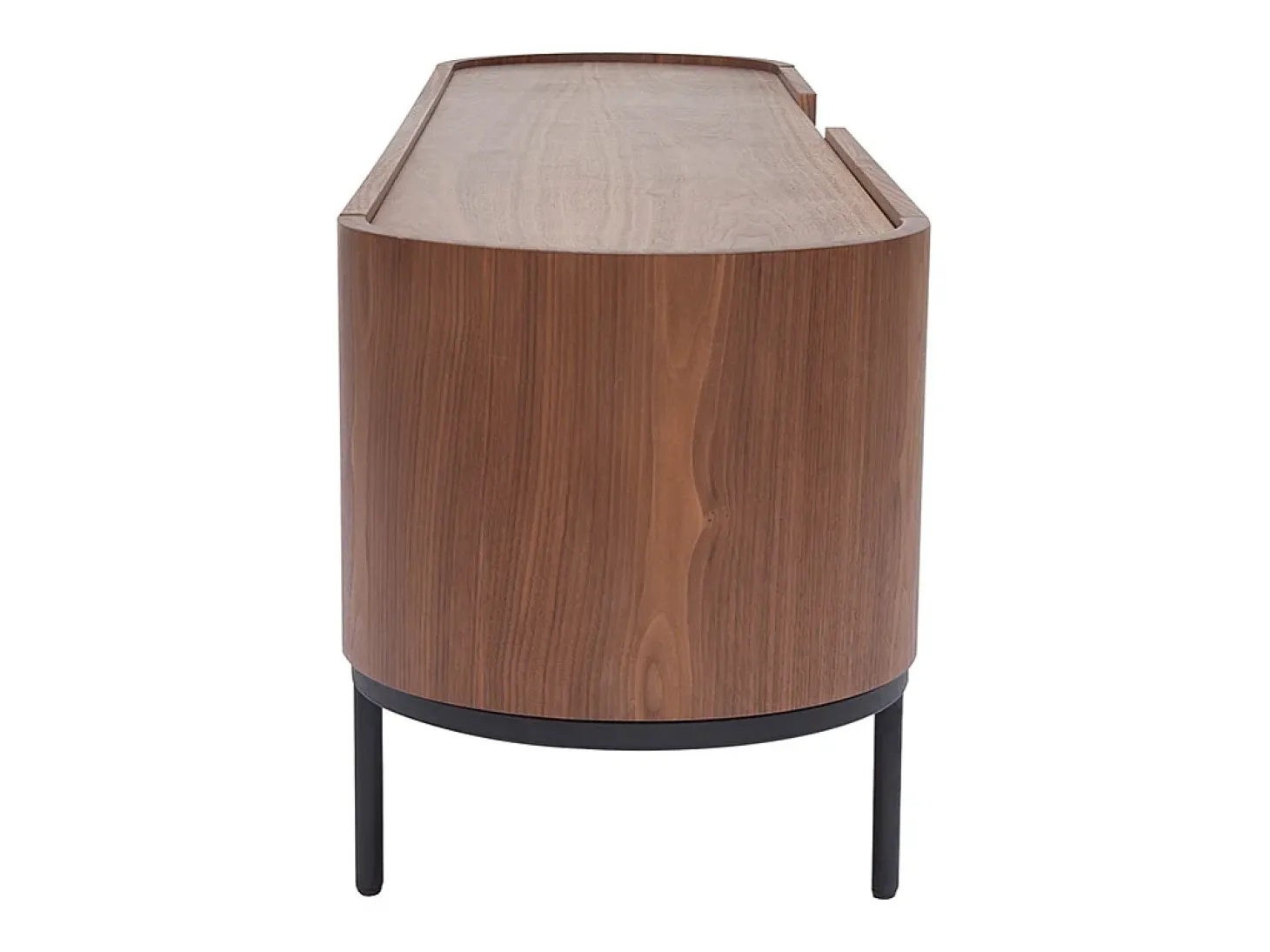 Mueble TV de diseño en nogal oscuro y metal negro con almacenaje 180 cm SKYE