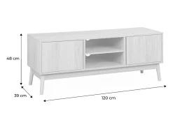Mueble tv de efecto madera con 2 puertas, 120cm natural