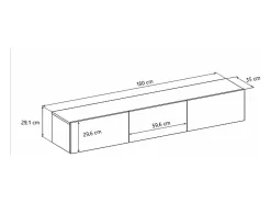Mueble TV de pared 3 puertas 160 cm Idao Negro
