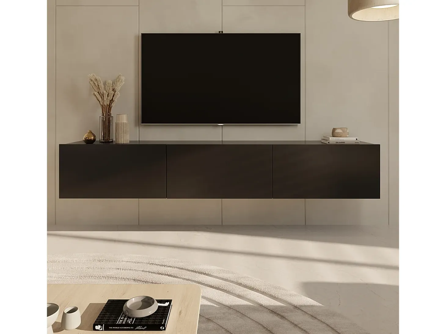 Mueble TV de pared 3 puertas 160 cm Idao Negro