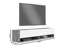 Mueble TV de Pared Color Roble 140x31.6x29.6 cm - 2 Puertas - Estilo Moderno y Funcional.