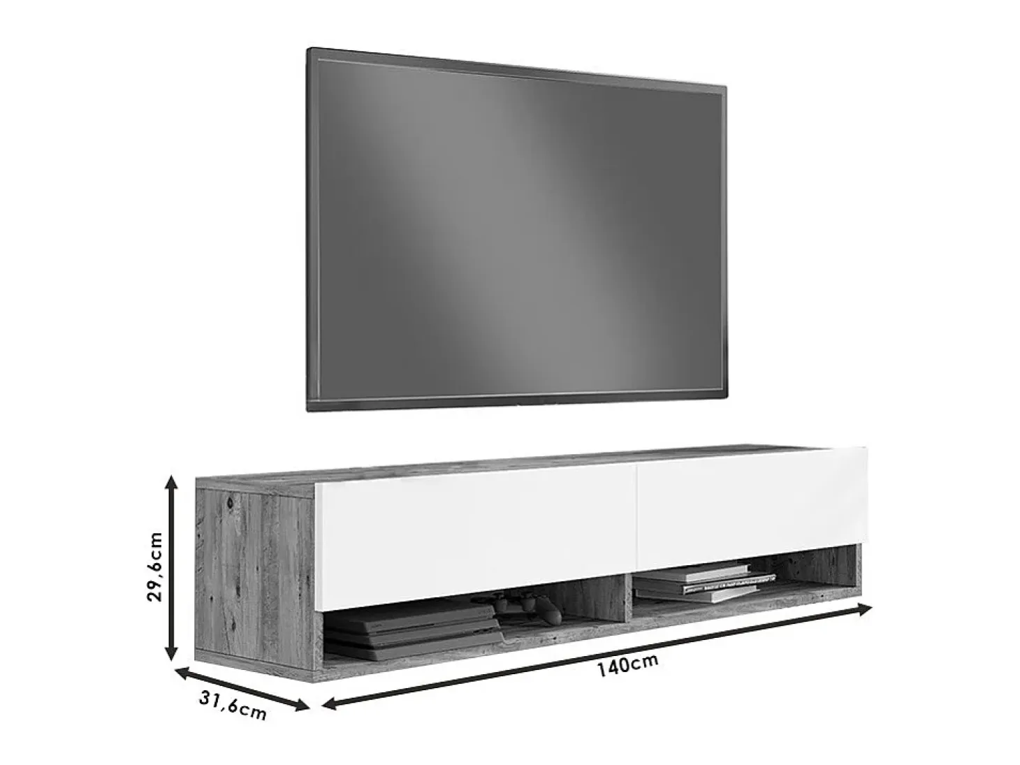 Mueble TV de Pared Color Roble 140x31.6x29.6 cm - 2 Puertas - Estilo Moderno y Funcional.