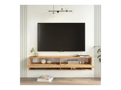Mueble TV de Pared Color Roble 140x31.6x29.6 cm - 2 Puertas - Estilo Moderno y Funcional.