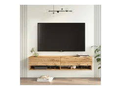 Mueble TV de Pared Color Roble 140x31.6x29.6 cm - 2 Puertas - Estilo Moderno y Funcional.