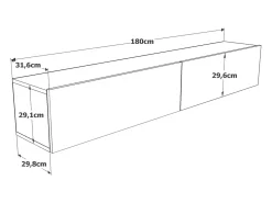 Mueble TV de pared con 2 puertas - Blanco y natural - AUBEPINA