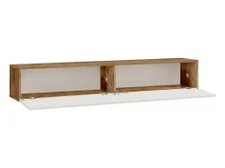 Mueble TV de pared con 2 puertas - Blanco y natural - AUBEPINA