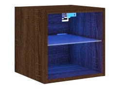 Mueble TV de pared con luces LED roble marrón 30x28,5x30 cm ES68611