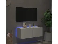 Mueble TV de pared con luces LED blanco 80x35x31 cm ES52398