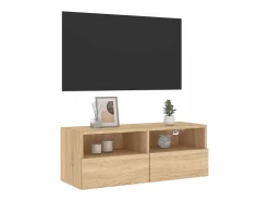 Mueble TV de pared madera ingeniería roble Sonoma 80x30x30 cm ES39363