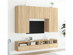 Mueble TV de pared madera ingeniería roble Sonoma 100x30x30 cm ES10273