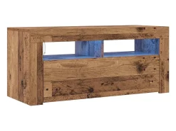 Mueble TV luces LED madera ingeniería envejecida 90x35x40 cm