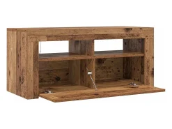 Mueble TV luces LED madera ingeniería envejecida 90x35x40 cm