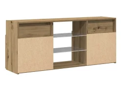 Mueble TV luces LED madera ingeniería roble artisan 120x30x50cm