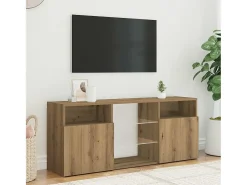 Mueble TV luces LED madera ingeniería roble artisan 120x30x50cm