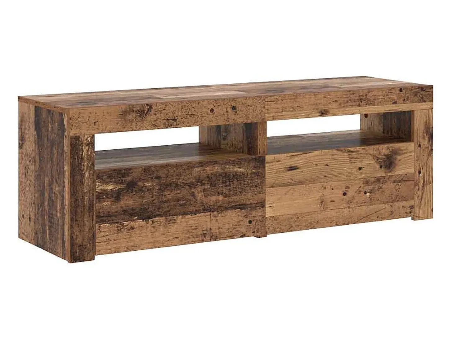 Mueble TV luces LED madera ingeniería envejecida 120x35x40 cm