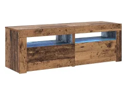 Mueble TV luces LED madera ingeniería envejecida 120x35x40 cm