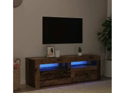 Mueble TV luces LED madera ingeniería envejecida 120x35x40 cm