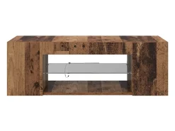Mueble TV luces LED madera ingeniería envejecida 90x39x30 cm