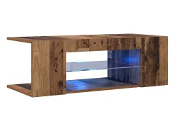 Mueble TV luces LED madera ingeniería envejecida 90x39x30 cm