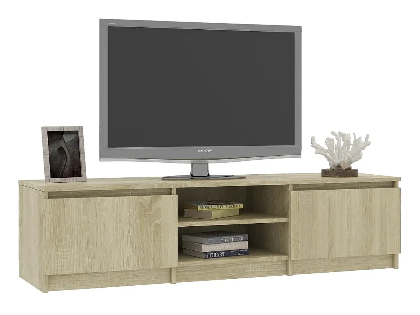 Mueble TV madera contrachapada color roble Sonoma 140x40x35,5cm ES31716