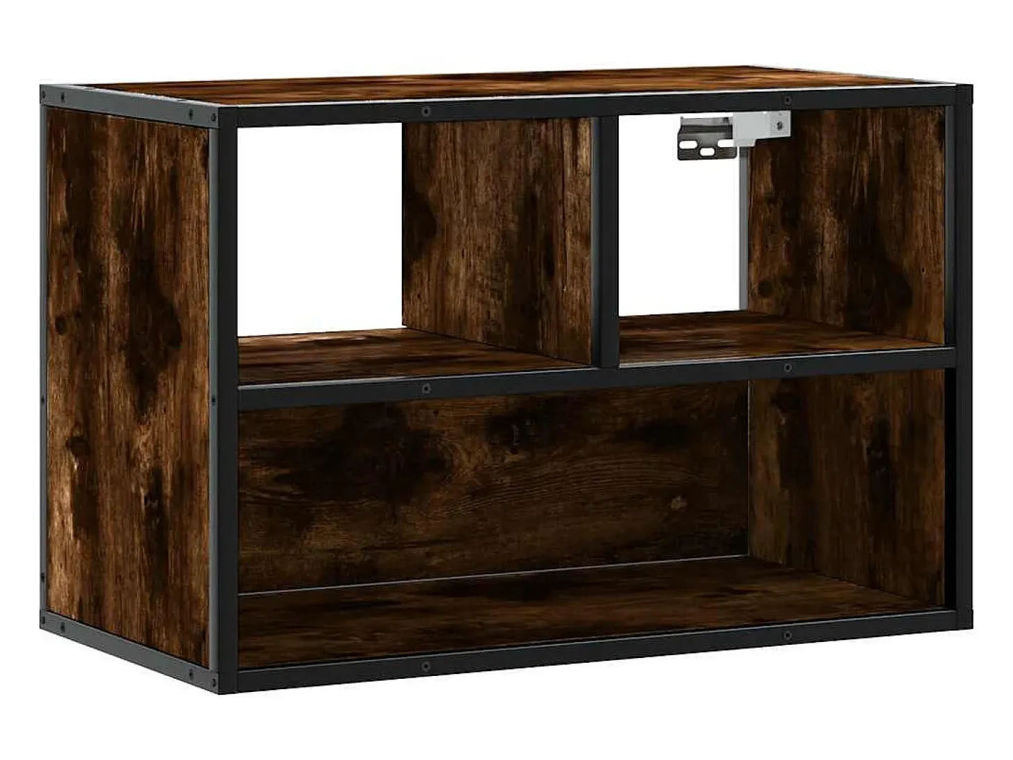 Mueble TV madera ingeniería y metal roble ahumado 60x31x39,5 cm