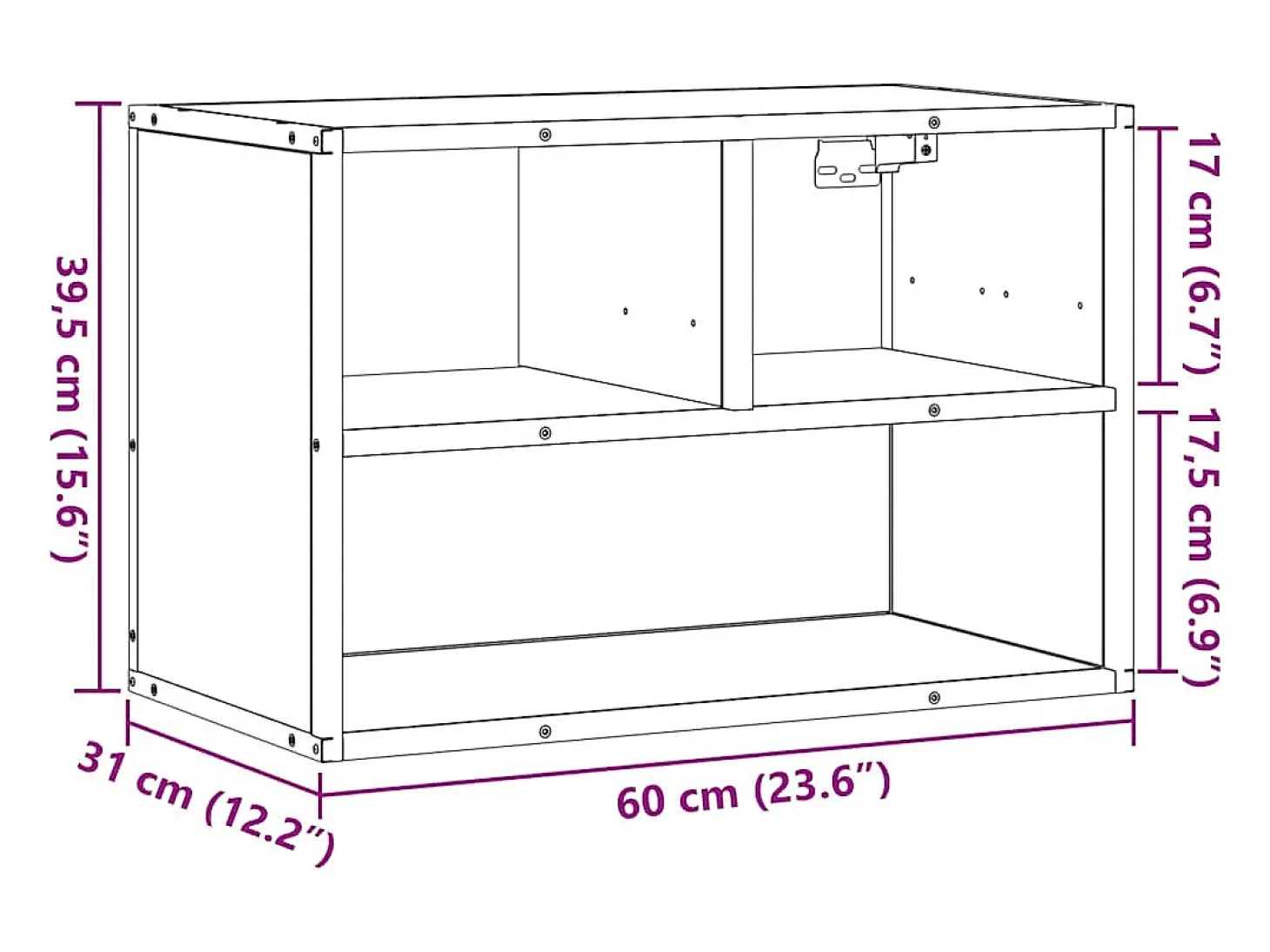Mueble TV madera ingeniería y metal roble ahumado 60x31x39,5 cm